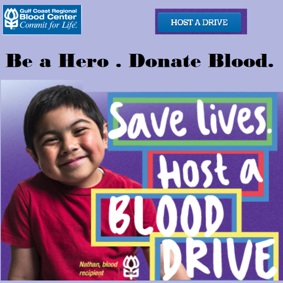 Donate Blood or Host a Blood Drive. Gulf Coast Blood Center