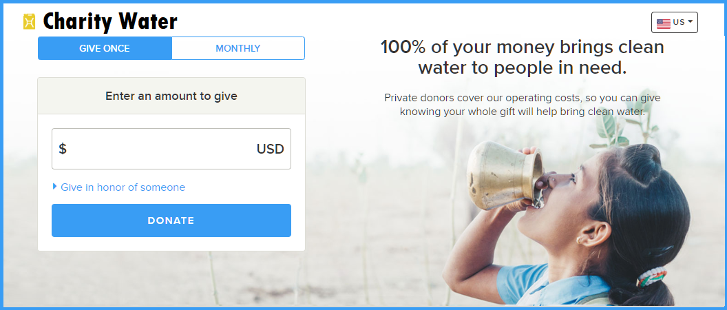 Charity Water, click to donate.