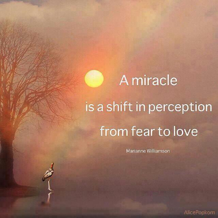 Inspirational Meme: A miracle is a shift in perception from fear to love.